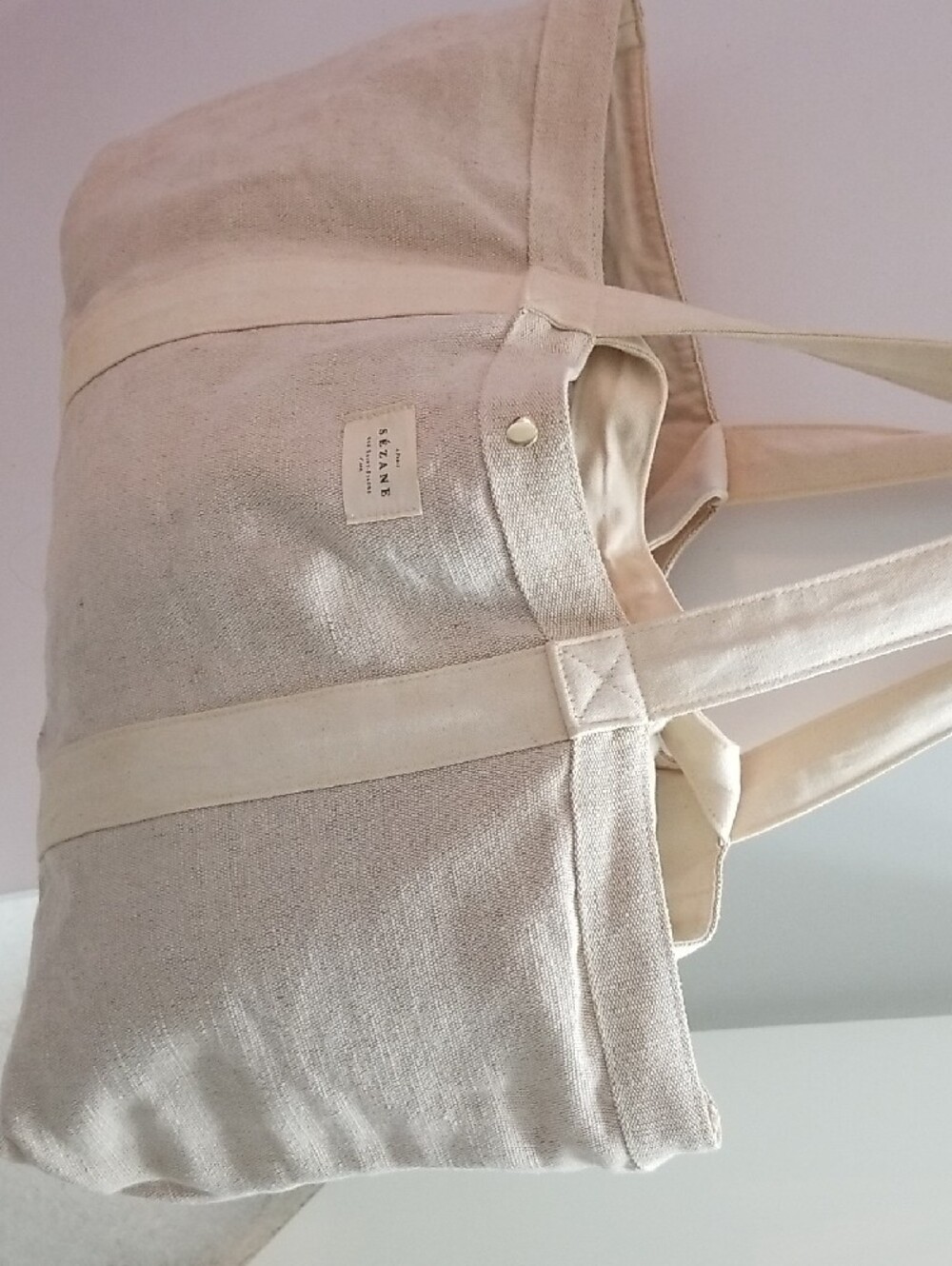 Sezane ECRU maxi canvas tote bag - Picture 10 of 10
